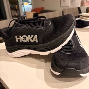 Hoka Black and White Athletic Shoes